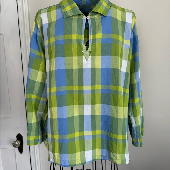Nautica Green and Blue Plaid women’s cotton Shirt - Picture 1 of 5